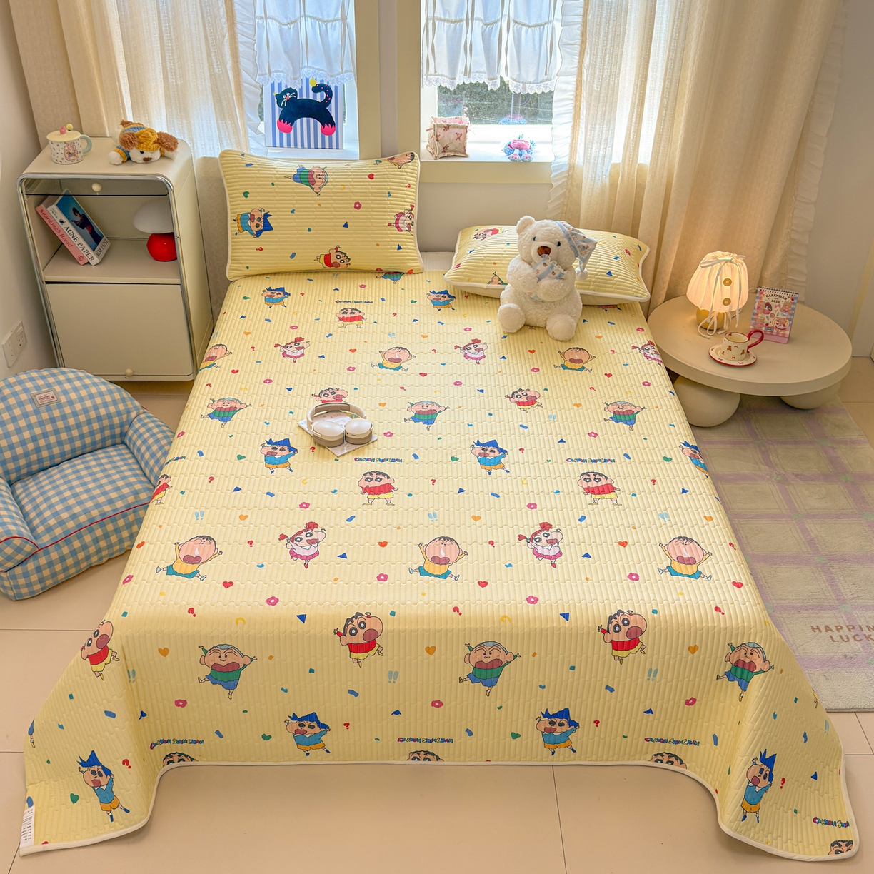 91家纺网 家纺一手货源 找家纺 雅萱家纺 2026新款A面全棉卡通印花蜡笔小新单床盖床盖单件床盖三件套 星仔生活