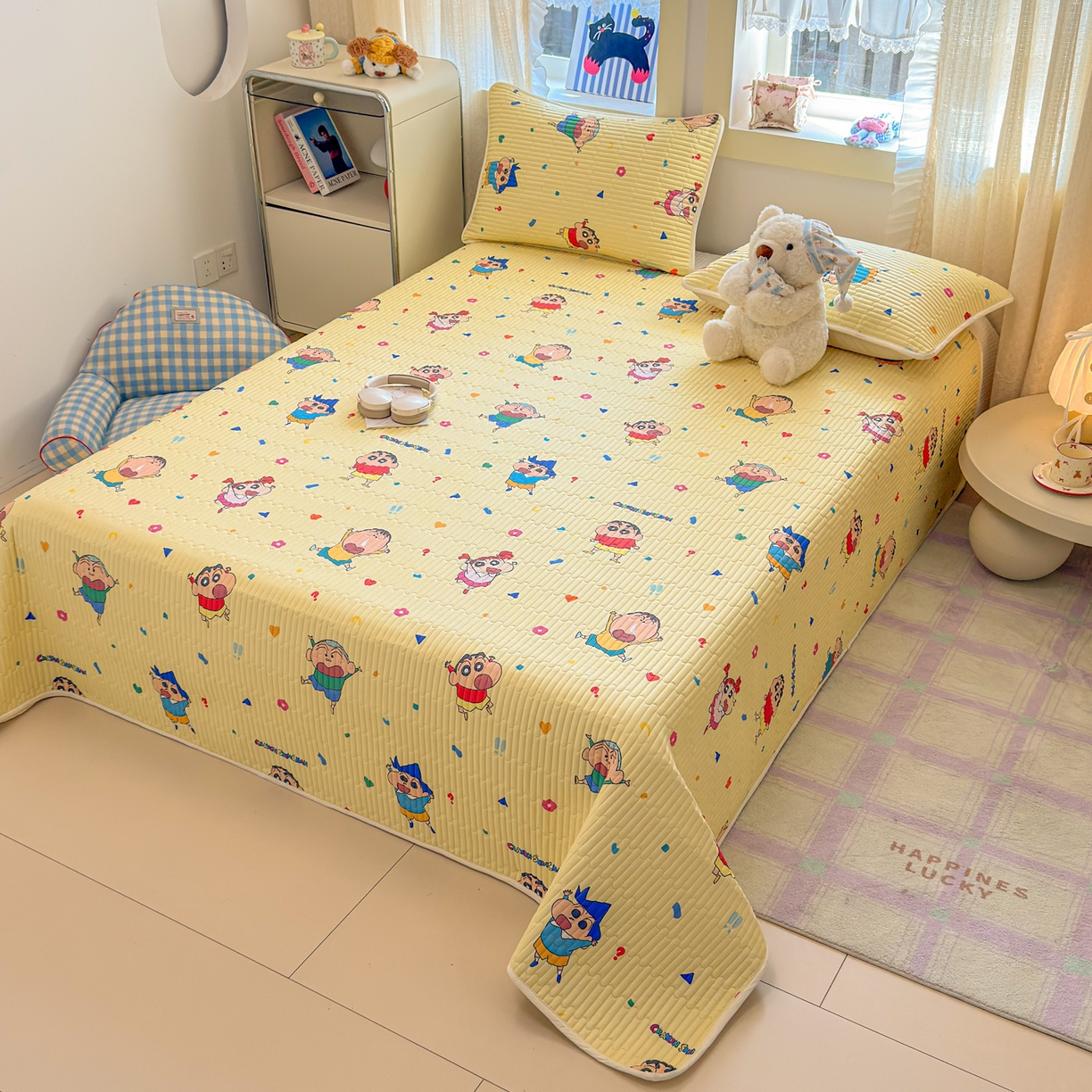 91家纺网 家纺一手货源 找家纺 雅萱家纺 2026新款A面全棉卡通印花蜡笔小新单床盖床盖单件床盖三件套 星仔生活