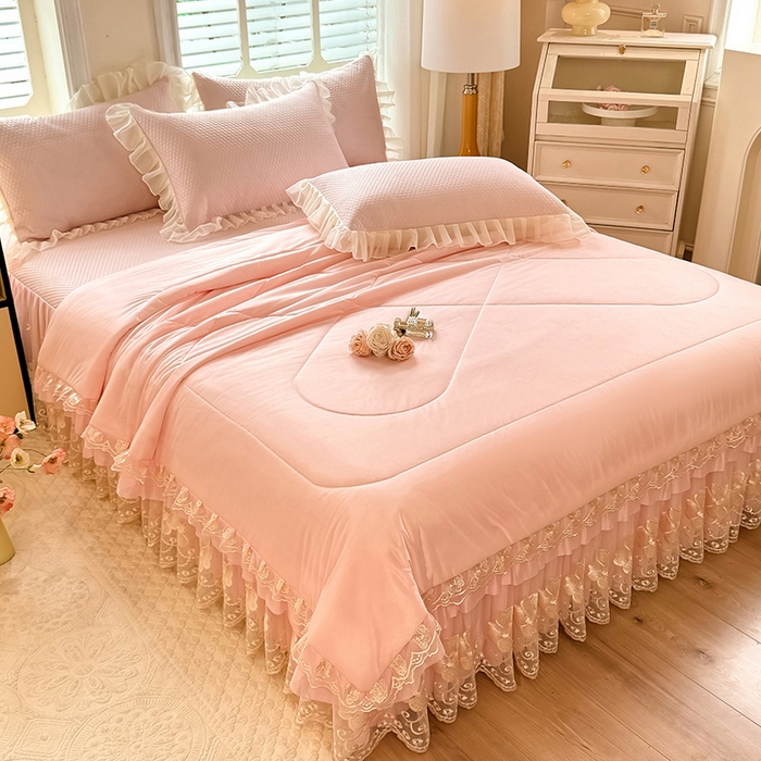 91家纺网 家纺一手货源 找家纺 （总）后庭寝室 2026新款豆豆席乳胶凉席夏被四件套-盛世花开系列