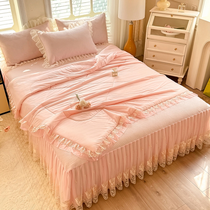 91家纺网 家纺一手货源 找家纺 （总）后庭寝室 2026新款豆豆席乳胶凉席夏被四件套-盛世花开系列