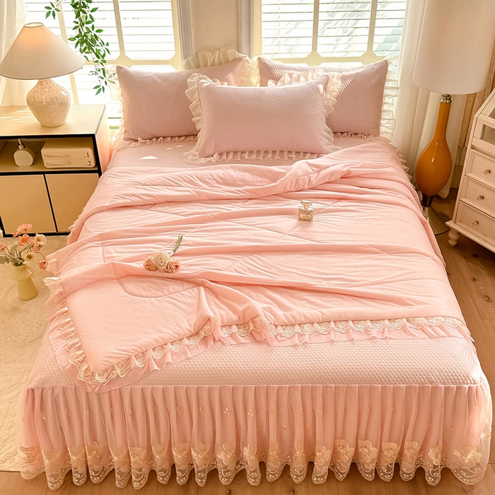 91家纺网 家纺一手货源 找家纺 （总）后庭寝室 2026新款豆豆席乳胶凉席夏被四件套-盛世花开系列