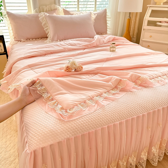 91家纺网 家纺一手货源 找家纺 （总）后庭寝室 2026新款豆豆席乳胶凉席夏被四件套-盛世花开系列