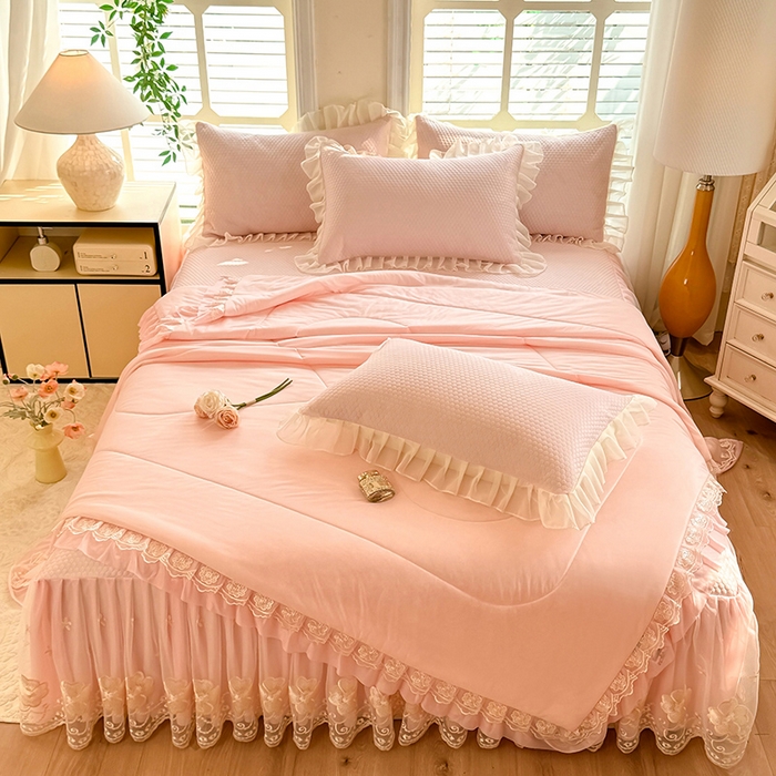 91家纺网 家纺一手货源 找家纺 （总）后庭寝室 2026新款豆豆席乳胶凉席夏被四件套-盛世花开系列