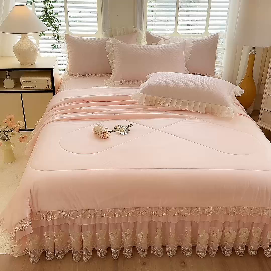 91家纺网 家纺一手货源 找家纺 （总）后庭寝室 2026新款豆豆席乳胶凉席夏被四件套-盛世花开系列