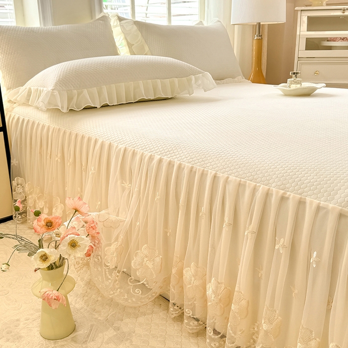 91家纺网 家纺一手货源 找家纺 后庭寝室 2026新款豆豆席乳胶凉席夏被四件套-盛世花开系列 盛世花开-米色