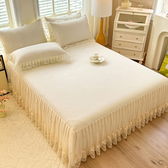 91家纺网 家纺一手货源 找家纺 后庭寝室 2026新款豆豆席乳胶凉席夏被四件套-盛世花开系列 盛世花开-米色