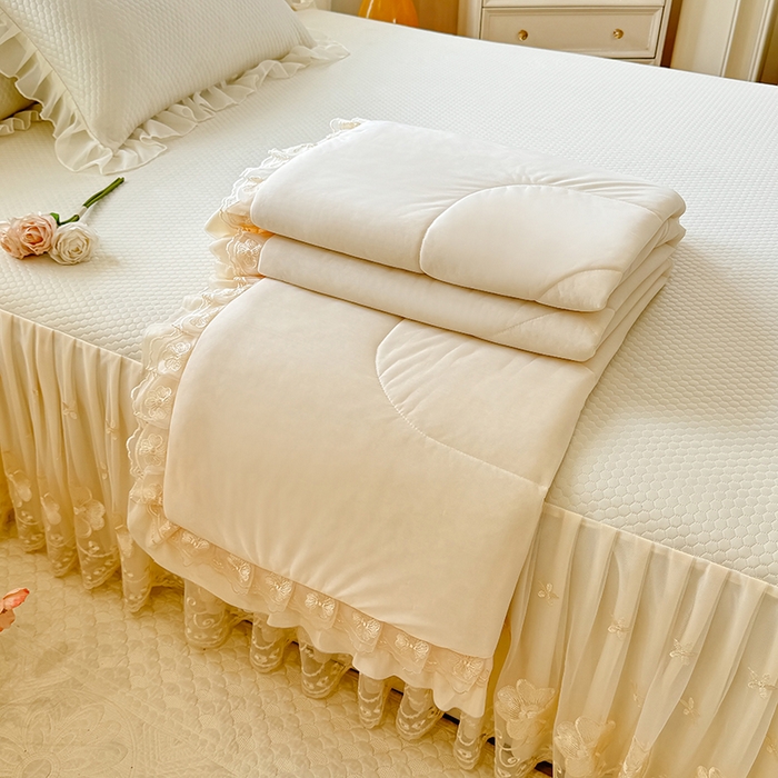 91家纺网 家纺一手货源 找家纺 后庭寝室 2026新款豆豆席乳胶凉席夏被四件套-盛世花开系列 盛世花开-米色