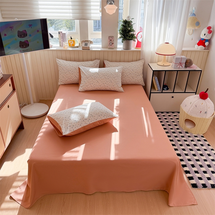 91家纺网 家纺一手货源 找家纺 鑫佳居 2026新款古法仿棉小清新印花单床单 花田