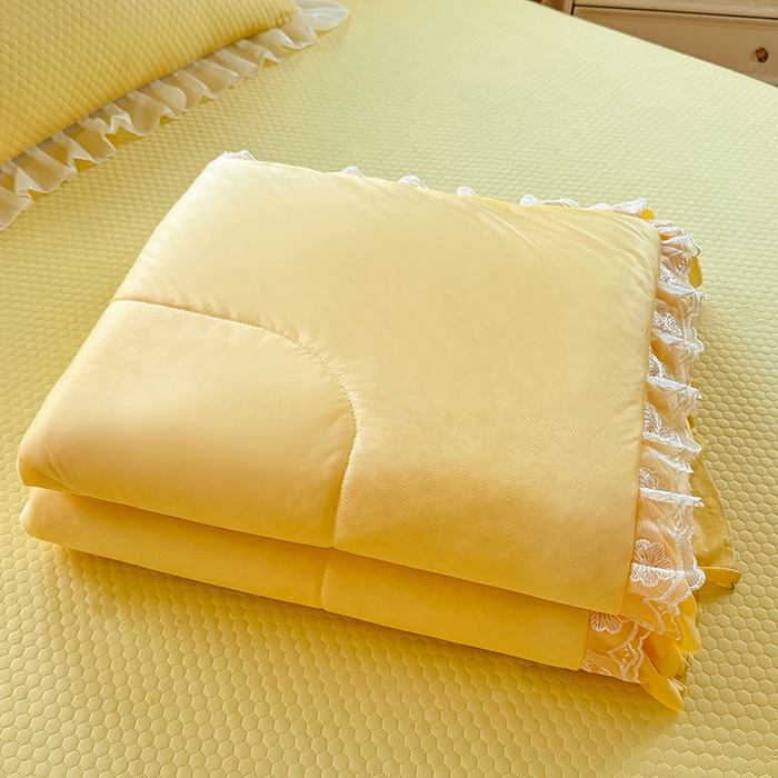 91家纺网 家纺一手货源 找家纺 后庭寝室 2026新款豆豆席乳胶凉席夏被四件套-盛世花开系列 盛世花开-嫩黄