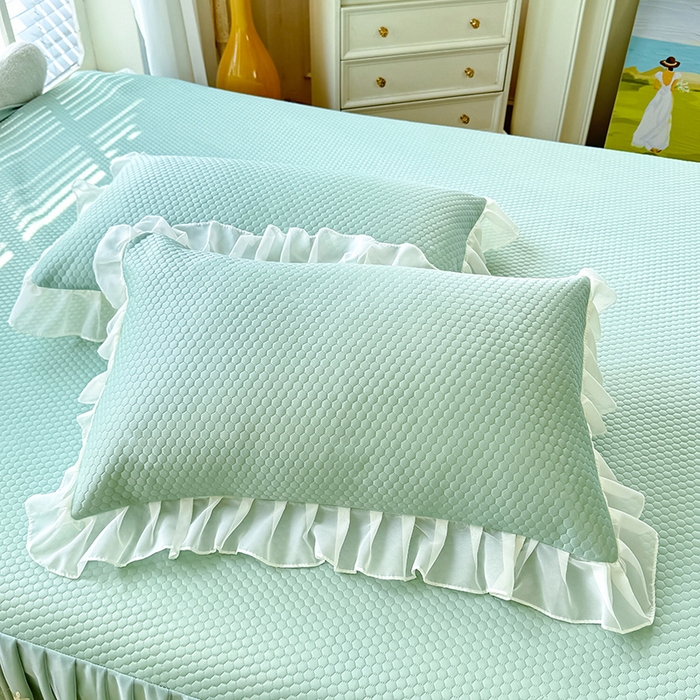 91家纺网 家纺一手货源 找家纺 后庭寝室 2026新款豆豆席乳胶凉席夏被四件套-盛世花开系列 盛世花开-浅蓝