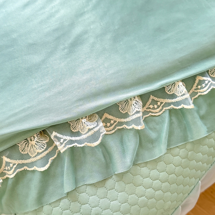 91家纺网 家纺一手货源 找家纺 后庭寝室 2026新款豆豆席乳胶凉席夏被四件套-盛世花开系列 盛世花开-浅蓝