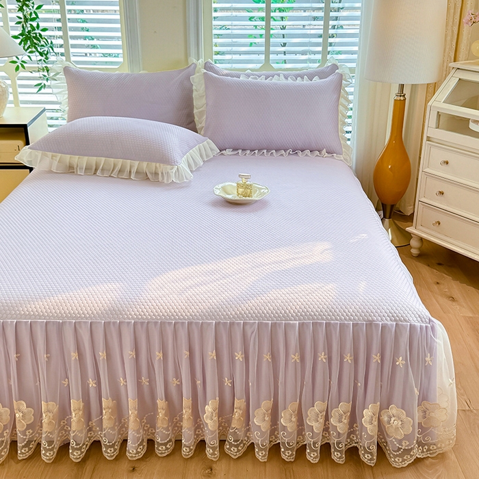 91家纺网 家纺一手货源 找家纺 后庭寝室 2026新款豆豆席乳胶凉席夏被四件套-盛世花开系列 盛世花开-浅紫