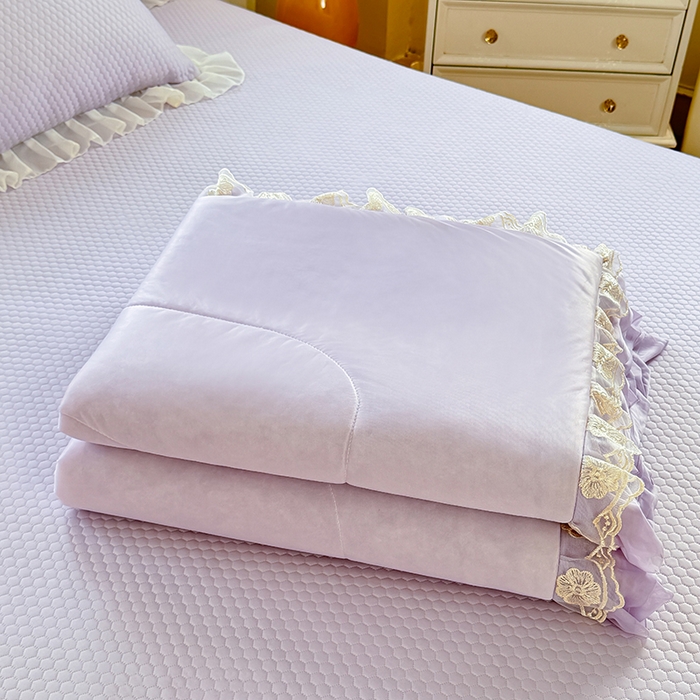 91家纺网 家纺一手货源 找家纺 后庭寝室 2026新款豆豆席乳胶凉席夏被四件套-盛世花开系列 盛世花开-浅紫