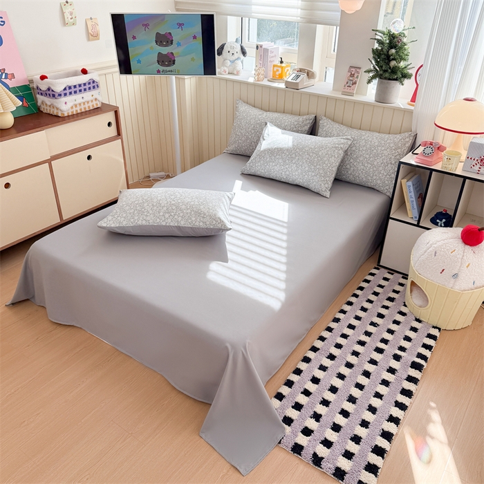 91家纺网 家纺一手货源 找家纺 鑫佳居 2026新款古法仿棉小清新印花单床单 华茵春日