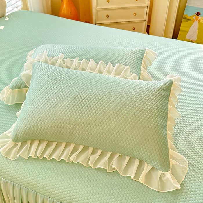 91家纺网 家纺一手货源 找家纺 后庭寝室 2026新款豆豆席乳胶凉席夏被四件套-盛世花开系列 盛世花开-水绿