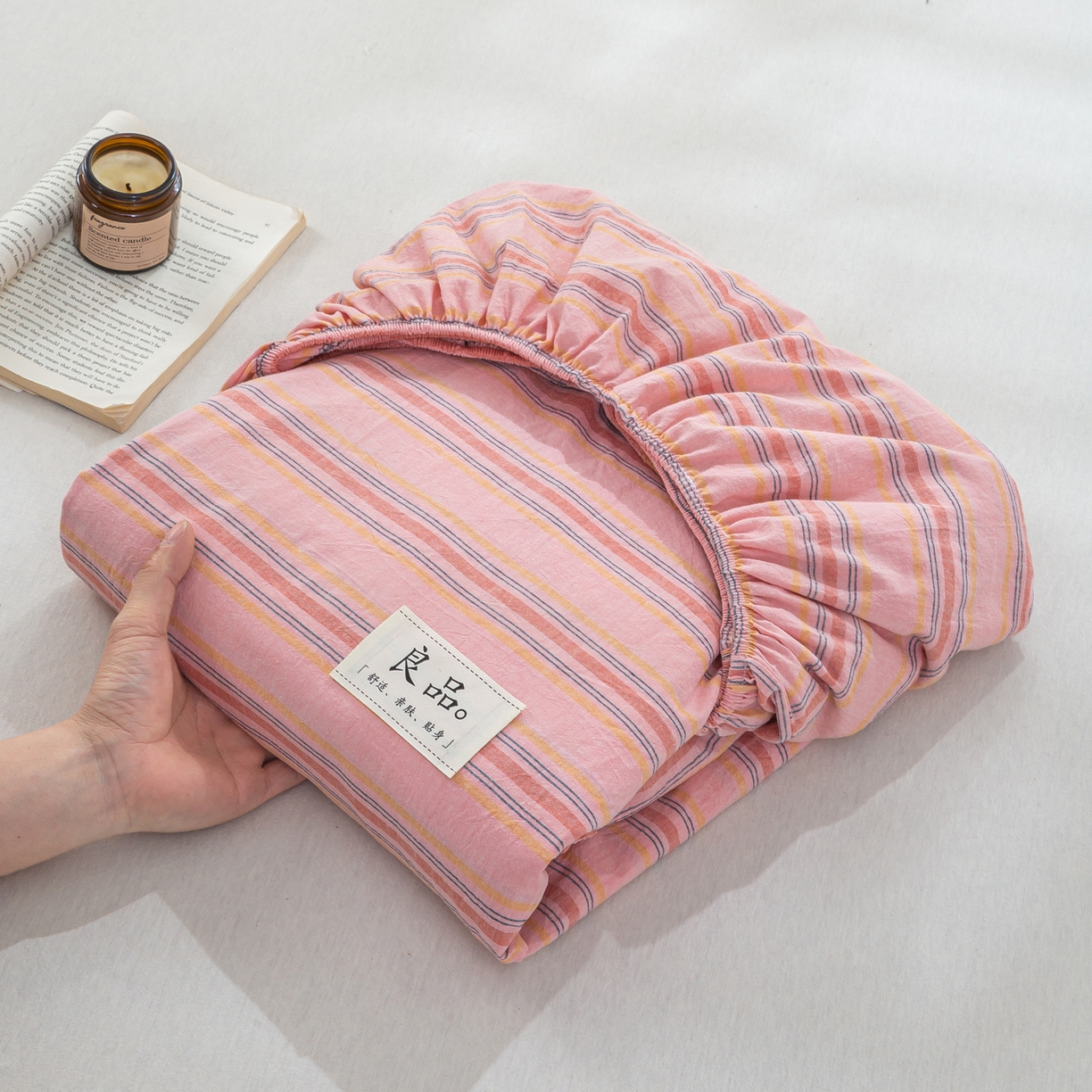 91家纺网 家纺一手货源 找家纺 恋人优选 2026新款纯棉色织床笠--有标款 娇韵粉