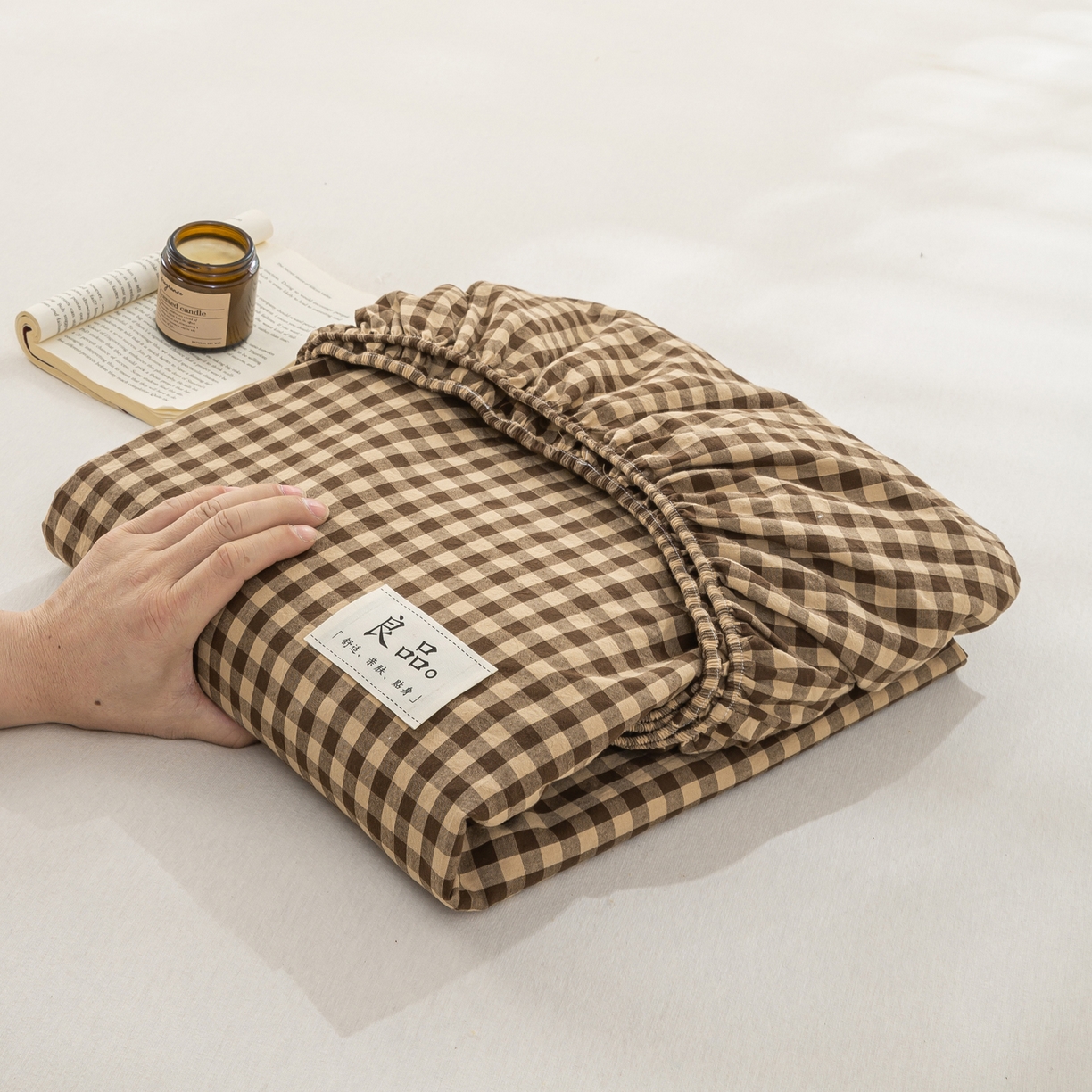 91家纺网 家纺一手货源 找家纺 恋人优选 2026新款纯棉色织床笠--有标款 素格-咖