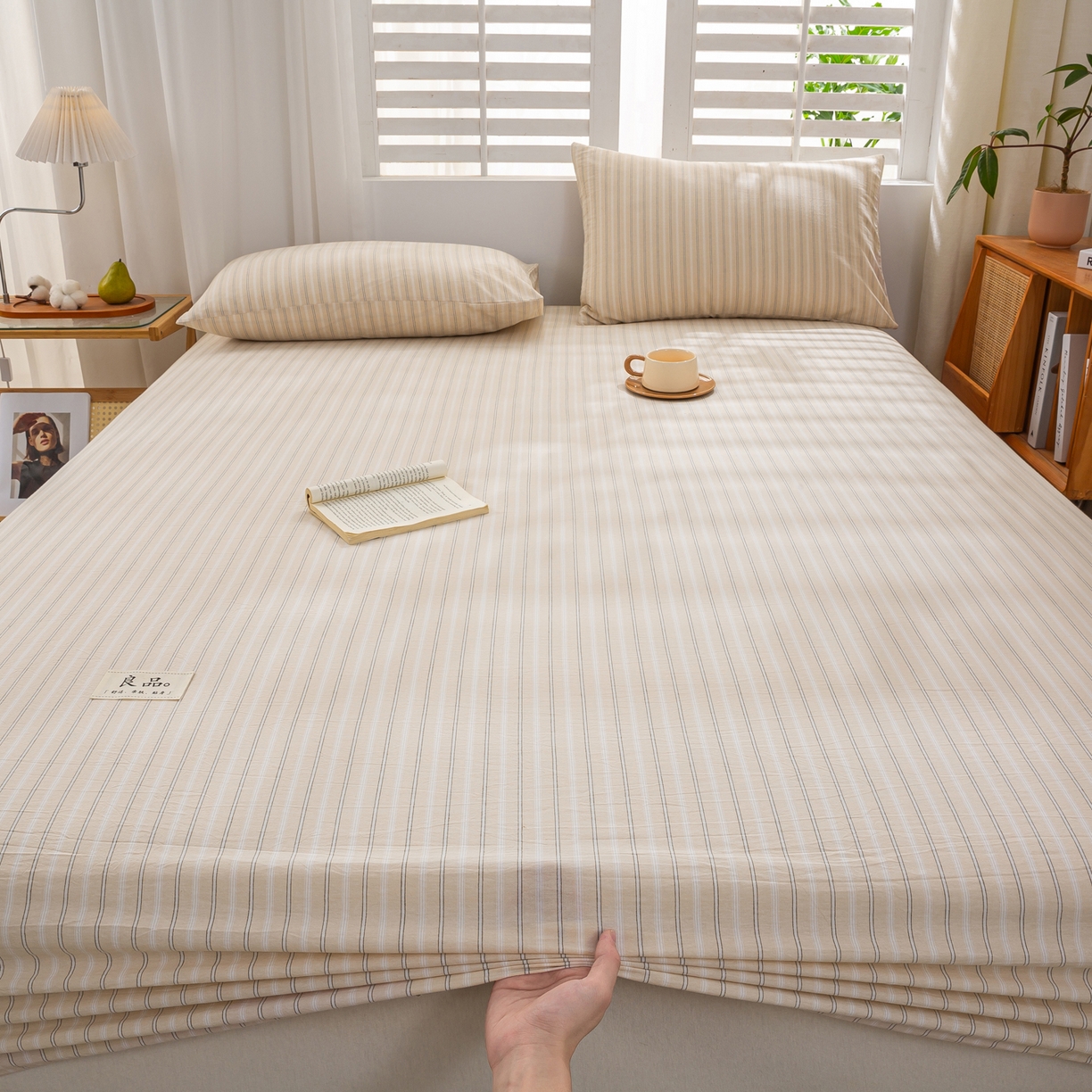 91家纺网 家纺一手货源 找家纺 恋人优选 2026新款纯棉色织床笠--有标款 简希米条