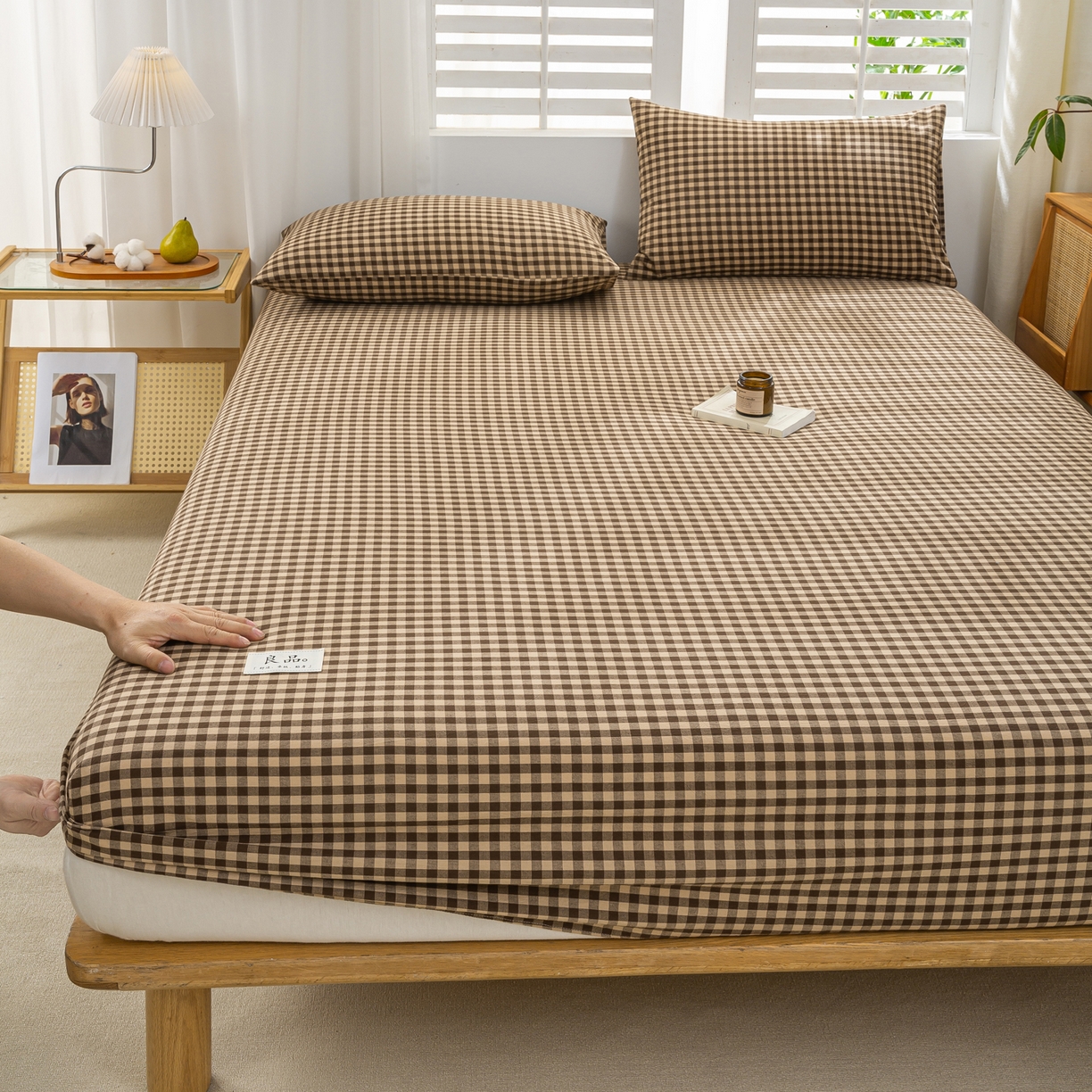 91家纺网 家纺一手货源 找家纺 恋人优选 2026新款纯棉色织床笠--有标款 素格-咖