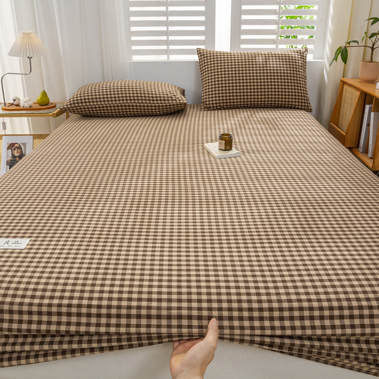 91家纺网 家纺一手货源 找家纺 恋人优选 2026新款纯棉色织床笠--有标款 素格-咖