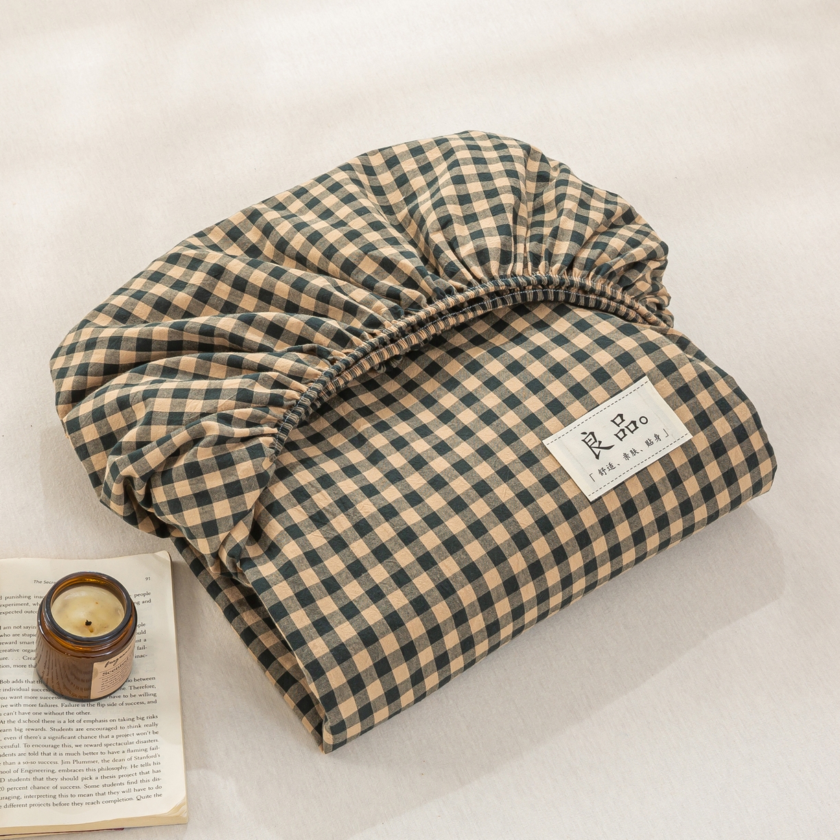 91家纺网 家纺一手货源 找家纺 恋人优选 2026新款纯棉色织床笠--有标款 素格-绿