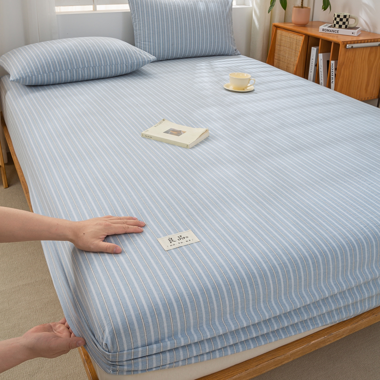恋人优选 2026新款纯棉色织床笠--有标款 简希蓝条