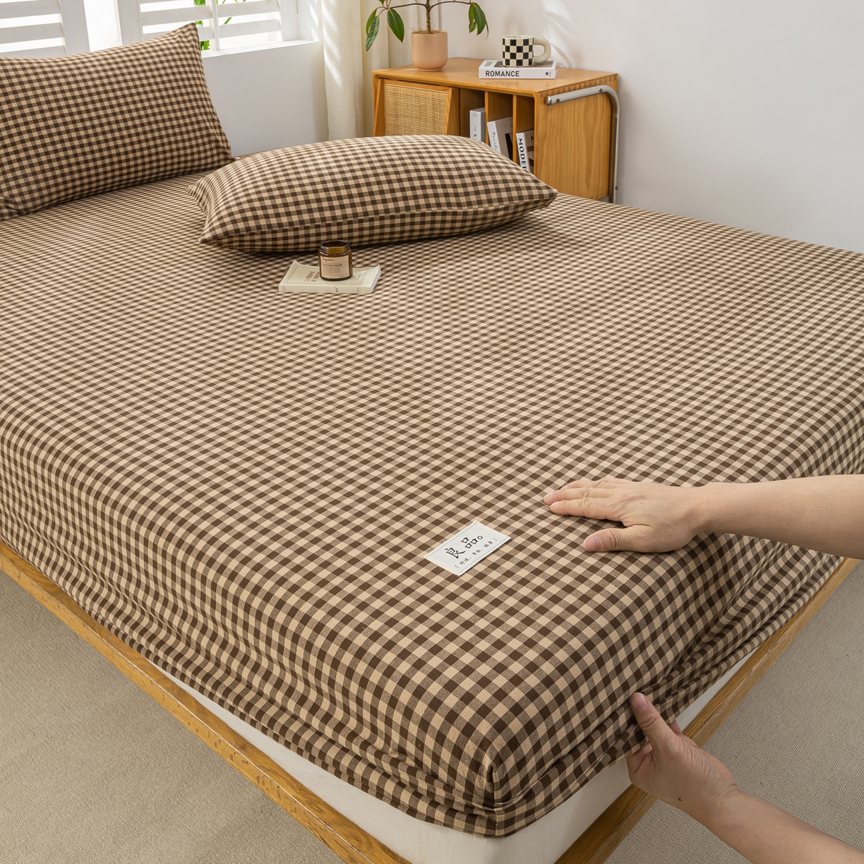 91家纺网 家纺一手货源 找家纺 恋人优选 2026新款纯棉色织床笠--有标款 素格-咖