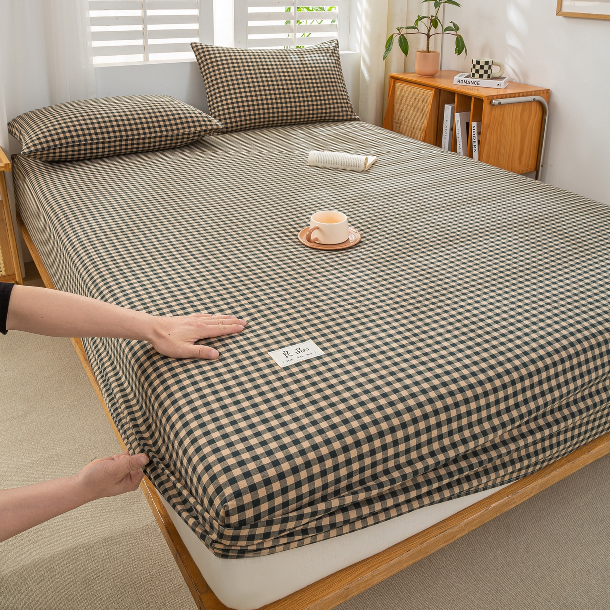 恋人优选 2026新款纯棉色织床笠--有标款 素格-绿