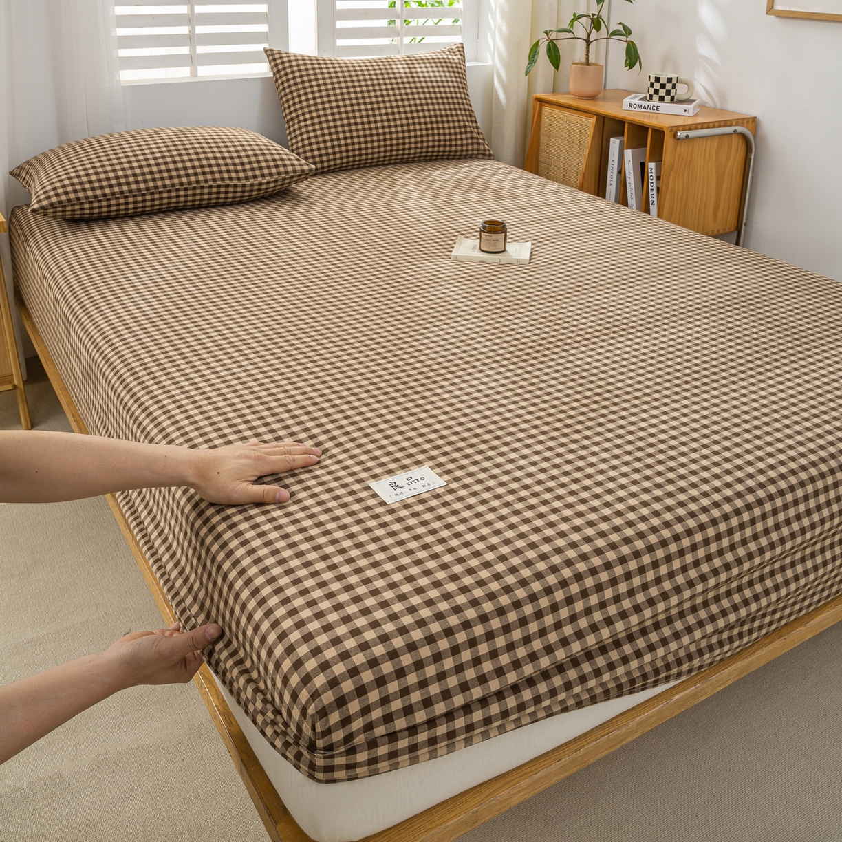 恋人优选 2026新款纯棉色织床笠--有标款 素格-咖