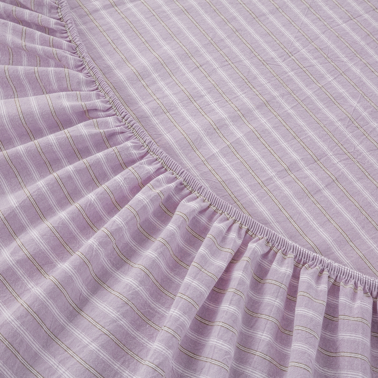 91家纺网 家纺一手货源 找家纺 恋人优选 2026新款纯棉色织床笠--有标款 简希紫条