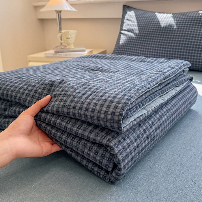 91家纺网 家纺一手货源 找家纺 （总）梦依依 2026新款全棉色织水洗棉大豆被四件套系列