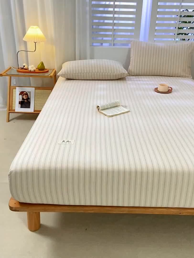 91家纺网 家纺一手货源 找家纺 恋人优选 2026新款纯棉色织床笠--有标款 简希米条