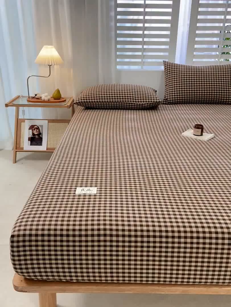 91家纺网 家纺一手货源 找家纺 恋人优选 2026新款纯棉色织床笠--有标款 素格-咖