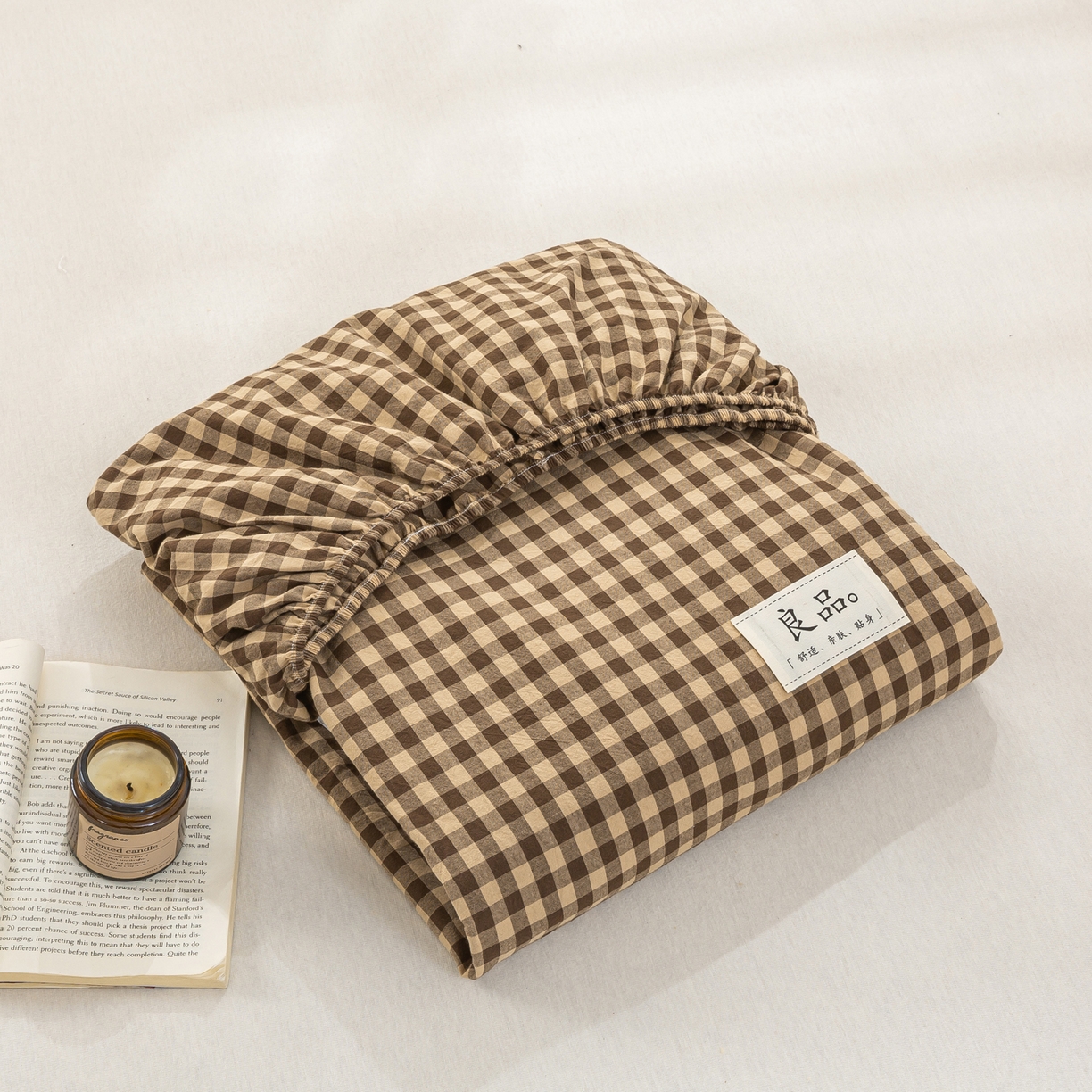 91家纺网 家纺一手货源 找家纺 恋人优选 2026新款纯棉色织床笠--有标款 素格-咖