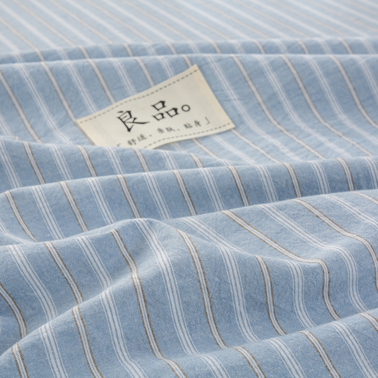 91家纺网 家纺一手货源 找家纺 恋人优选 2026新款纯棉色织床笠--有标款 简希蓝条