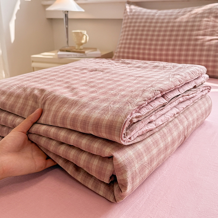 91家纺网 家纺一手货源 找家纺 （总）梦依依 2026新款全棉色织水洗棉大豆被四件套系列