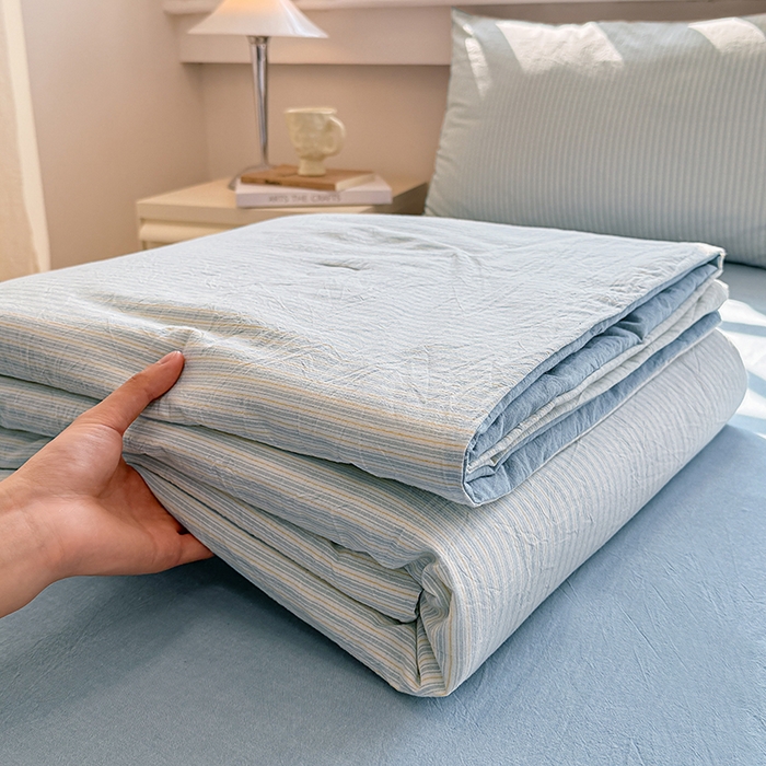 91家纺网 家纺一手货源 找家纺 （总）梦依依 2026新款全棉色织水洗棉大豆被四件套系列