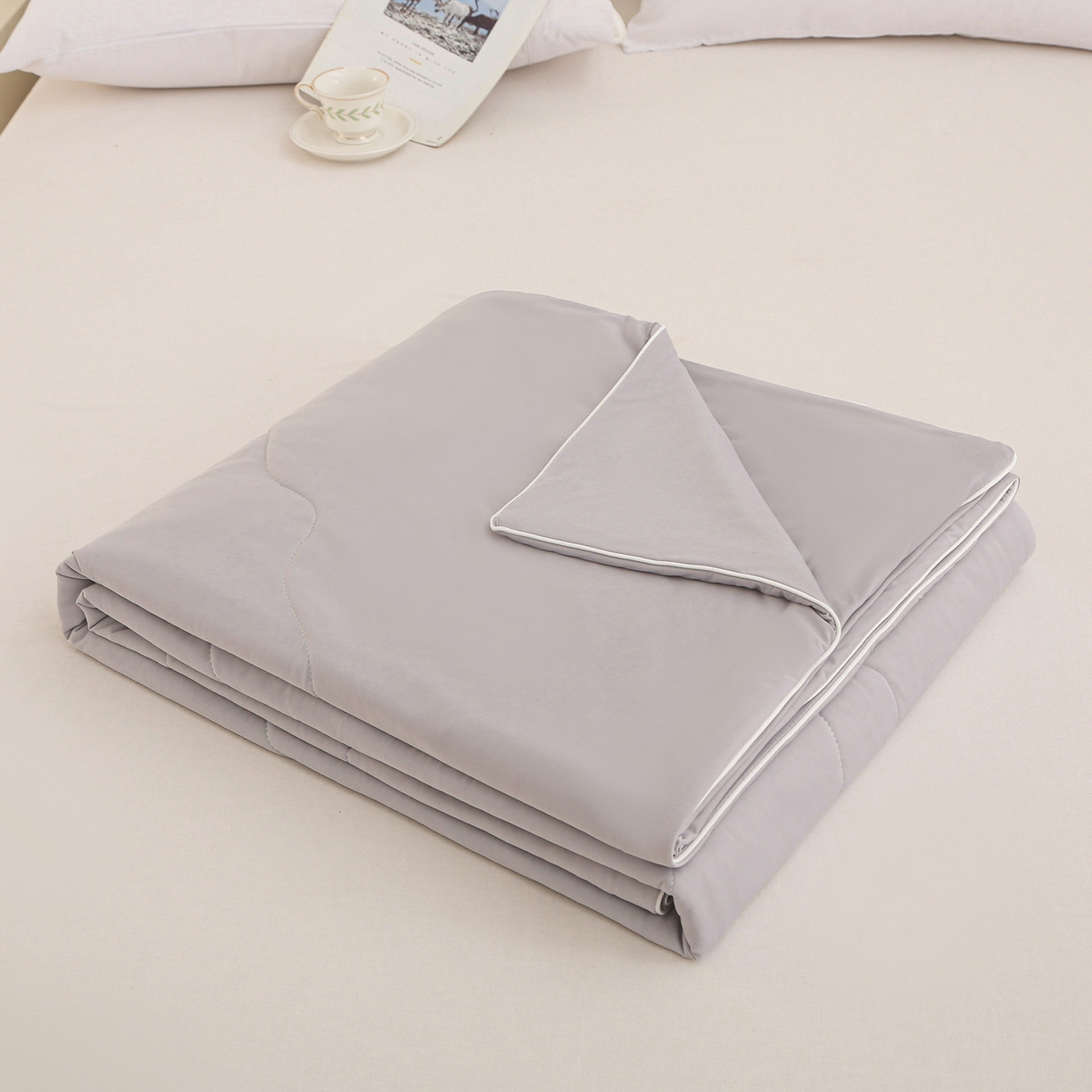 91家纺网 家纺一手货源 找家纺 天之悦家纺 2026新款A类冰淇淋冰皮小凉被夏被夏凉被空调被 灰色