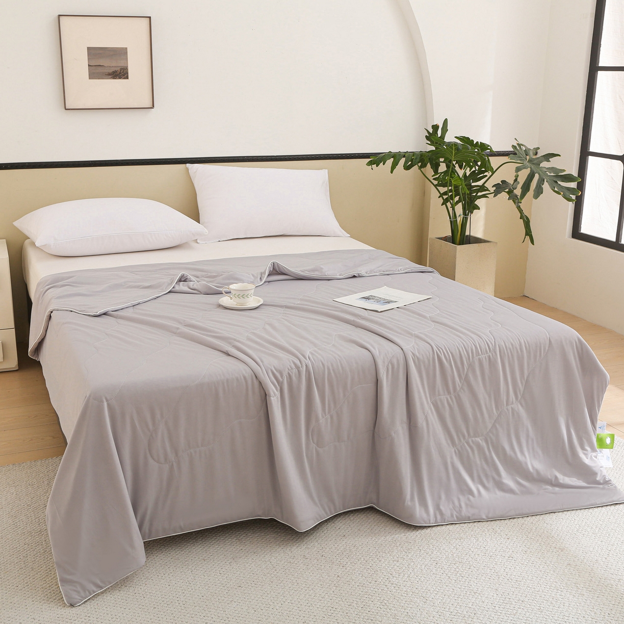 91家纺网 家纺一手货源 找家纺 天之悦家纺 2026新款A类冰淇淋冰皮小凉被夏被夏凉被空调被 灰色