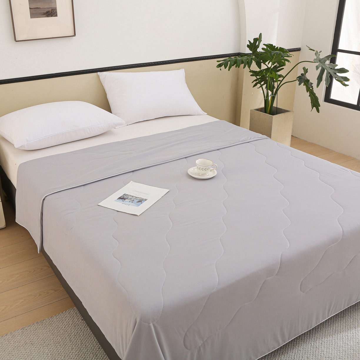 91家纺网 家纺一手货源 找家纺 天之悦家纺 2026新款A类冰淇淋冰皮小凉被夏被夏凉被空调被 灰色