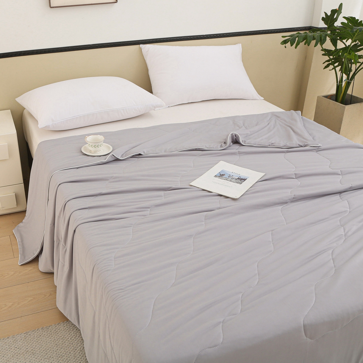 91家纺网 家纺一手货源 找家纺 天之悦家纺 2026新款A类冰淇淋冰皮小凉被夏被夏凉被空调被 灰色