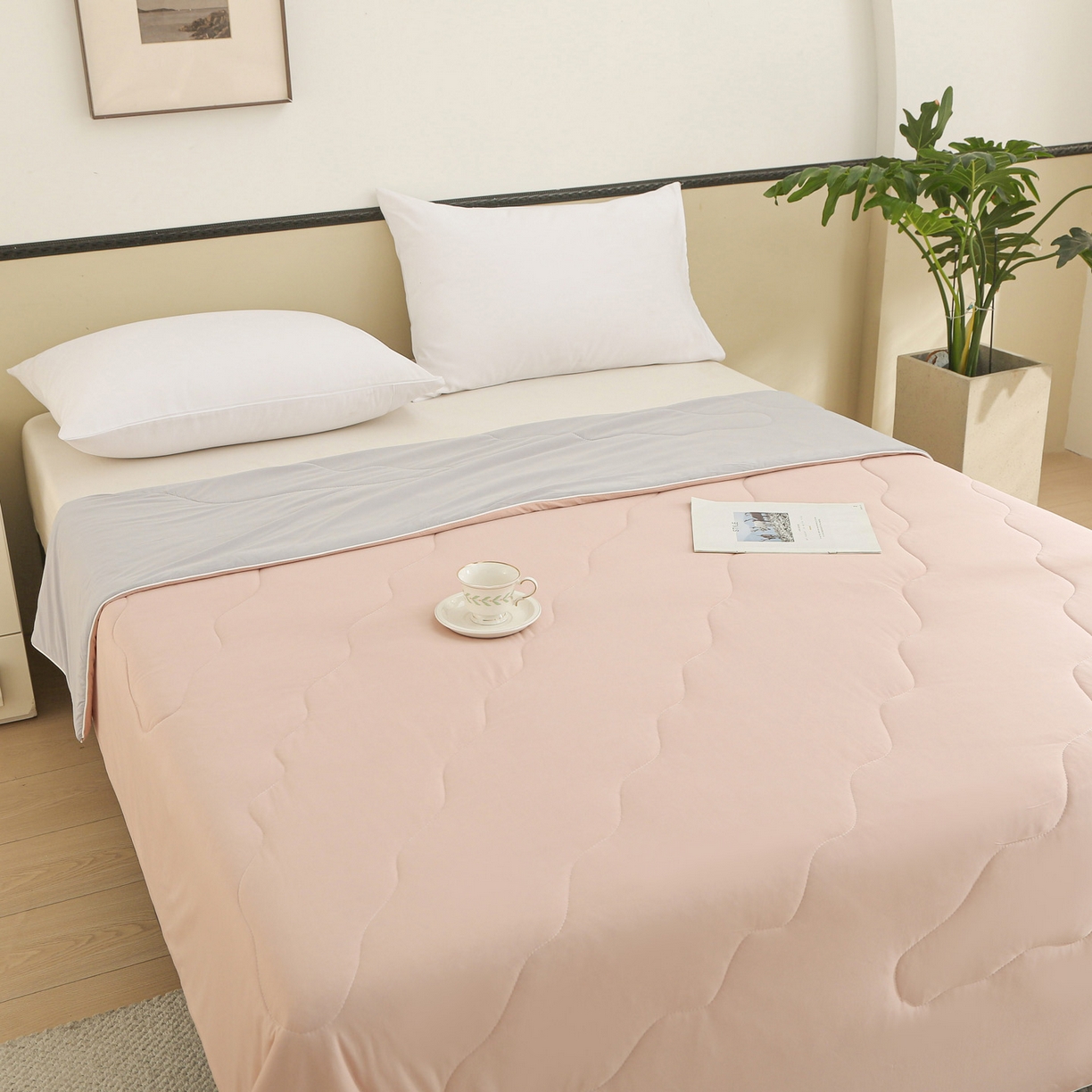 91家纺网 家纺一手货源 找家纺 天之悦家纺 2026新款A类冰淇淋冰皮小凉被夏被夏凉被空调被 玉色+灰色