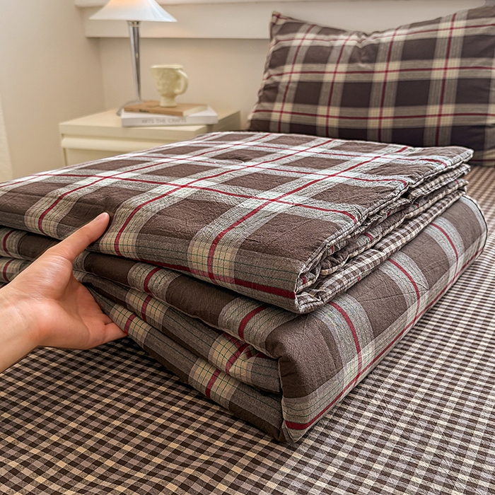 91家纺网 家纺一手货源 找家纺 （总）梦依依 2026新款全棉色织水洗棉大豆被四件套系列