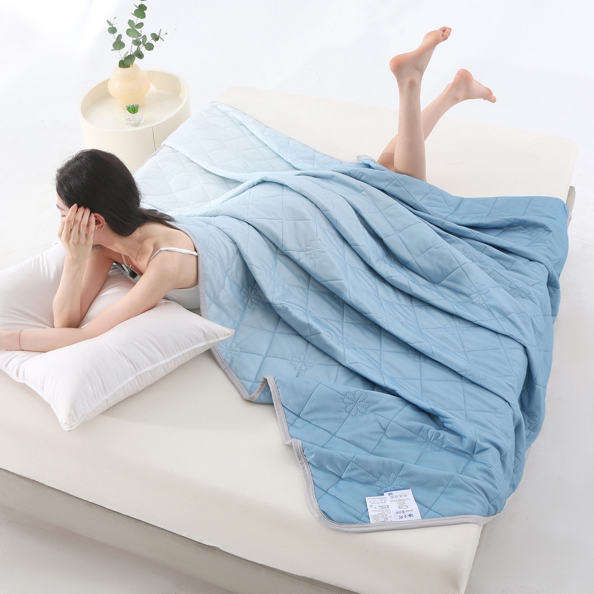 天之悦家纺 2026新款夏季爆款涤氨凉感夏被夏凉被空调被 孔雀蓝（浅变色）