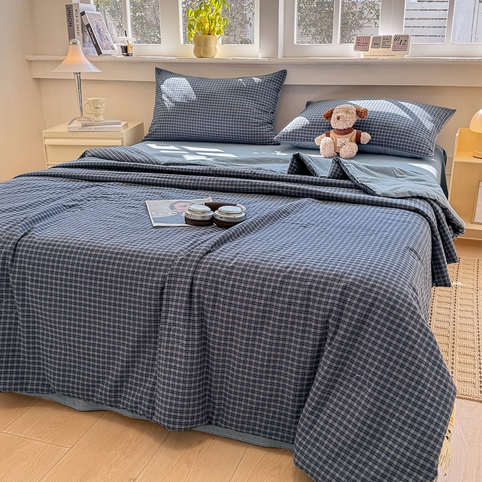 91家纺网 家纺一手货源 找家纺 梦依依 2026新款全棉色织水洗棉大豆被四件套系列 巴赫兰