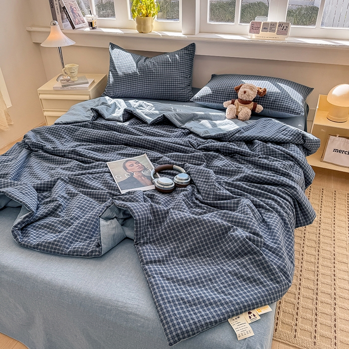 91家纺网 家纺一手货源 找家纺 梦依依 2026新款全棉色织水洗棉大豆被四件套系列 巴赫兰