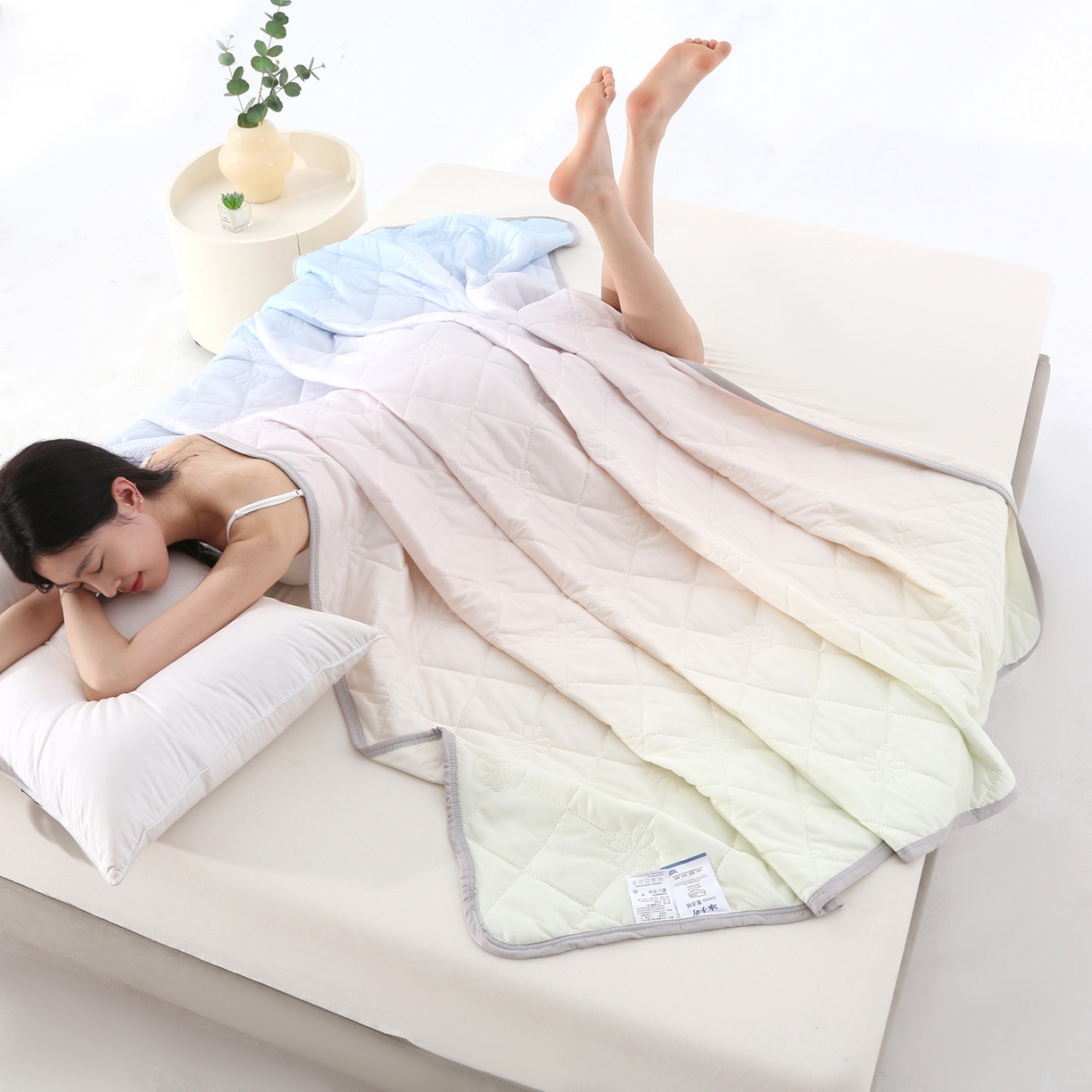 天之悦家纺 2026新款夏季爆款涤氨凉感夏被夏凉被空调被 米蓝色（浅变色）