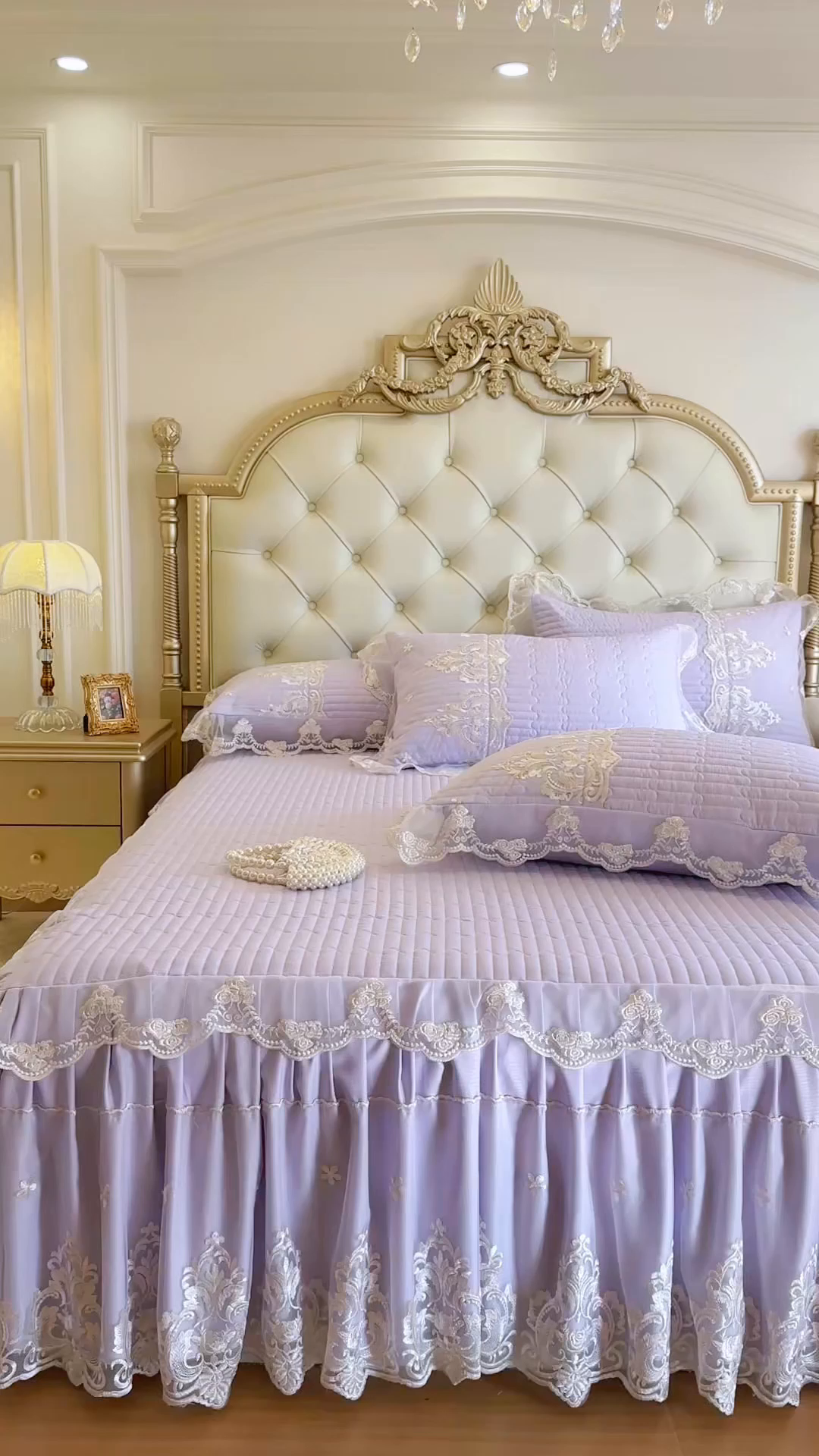 91家纺网 家纺一手货源 找家纺 恋尚 2026新款提花蕾丝夹棉单床裙单被套-安妮梦【控价床裙135起 床裙三件170起 四件270起】 安妮梦-香芋紫