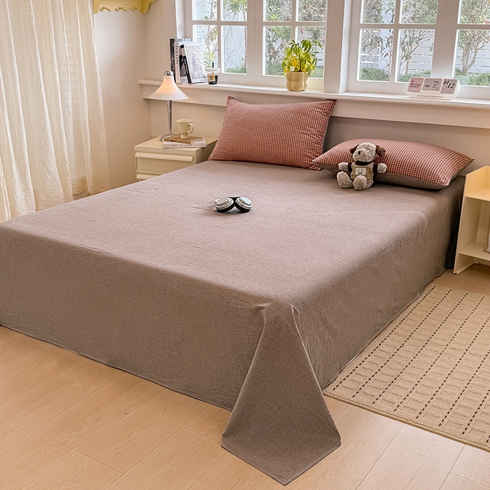 91家纺网 家纺一手货源 找家纺 梦依依 2026新款全棉色织水洗棉大豆被四件套系列 琥珀红