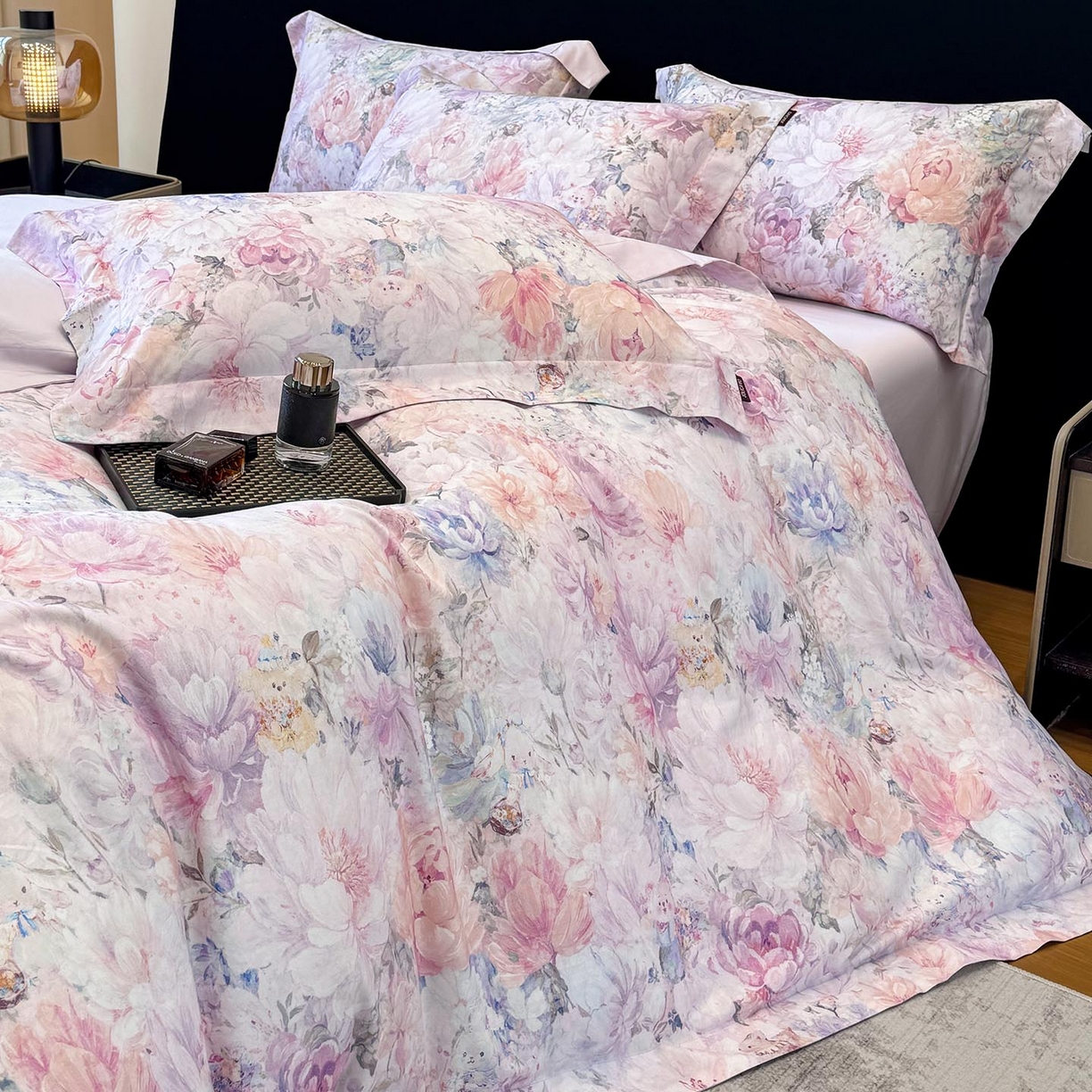 91家纺网 家纺一手货源 找家纺 （总）2026新款A类100支长绒棉纯棉四件套全棉数码印花被套床单床笠田园风床上用品